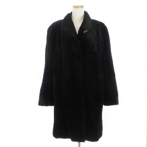 銀SAGA シェアードミンク ロング コート 毛皮 リアルファー シルク ダークブラウン M