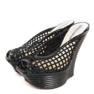 サンダル ミュール メッシュ ウエッジソール ブラック