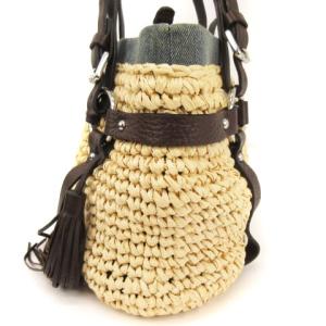 DIESEL ショルダー トートバッグ 巾着 デニム タッセル ブラウン ブルー ベージュ