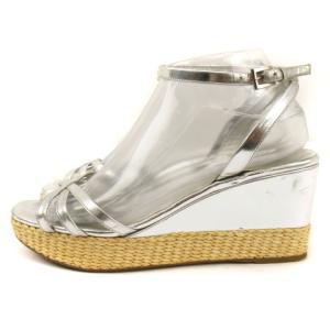 PRADA ウェッジソール サンダル 厚底 ストラップ 38 シルバー