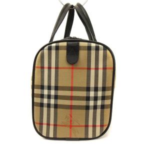 burberrys ボストン ハンドバッグ ノバチェック ロゴ レザー キャンバス ベージュ