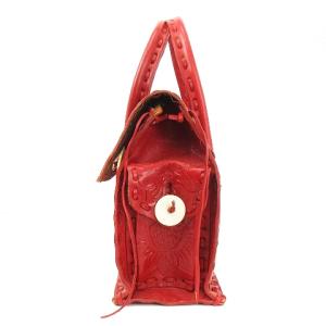 GRACE CONTINENTAL CARVING TRIBES マエストラS レザーハンドバッグ レッド