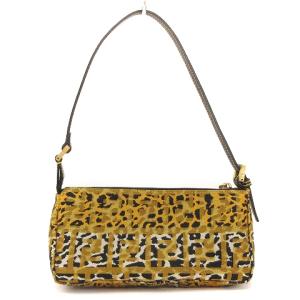 FENDI レオパードズッカ柄アクセサリーポーチ イエロー