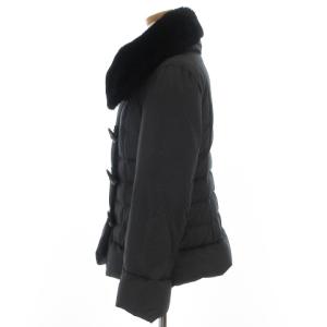 M'S GRACY ダウンジャケット 長袖 トグル紐 つけ襟 リアルファー ブラック 38