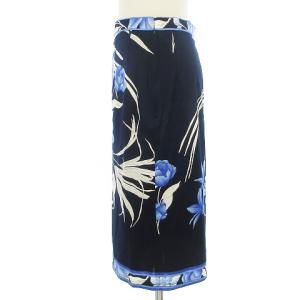 LEONARD FASHION 花柄タイトスカート 67 ネイビー