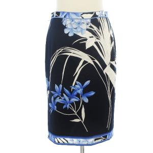 LEONARD FASHION 花柄タイトスカート 67 ネイビー