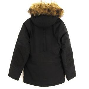 Carhartt シベリアンパーカー ジャケット フェイクファー フード ロゴ ワンポイント コットン混 ブラック M