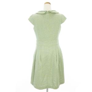 TOCCA 大きいサイズ ツイードワンピース 半袖 ひざ丈 ローカラー コットン混 グリーン 6