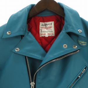 LEWIS Leathers CYCLONE ダブルライダースジャケット REAL HIDE レザー 38 ターコイズ