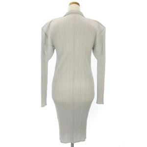PLEATS PLEASE ISSEY MIYAKE シャツワンピース 長袖 無地 3 グレー系