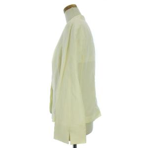 ARMANI COLLEZIONI 美品 ジャケット 長袖 比翼 スタンドカラー リネン シルク アイボリー 42