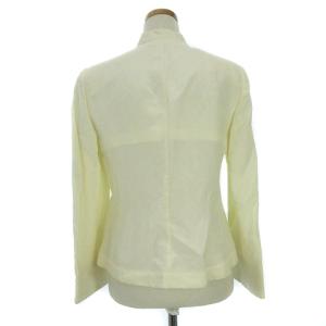 ARMANI COLLEZIONI 美品 ジャケット 長袖 比翼 スタンドカラー リネン シルク アイボリー 42