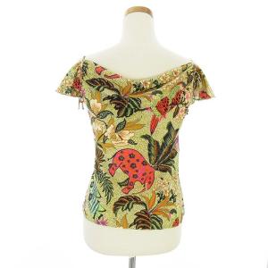 ETRO カットソー ブラウス オフショルダー 蝶 象 柄 シルク 44 マルチカラー