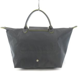 Longchamp ルプリアージュ M ハンドバッグ トートバッグ ナイロン レザー ロゴ刺繍 グレー