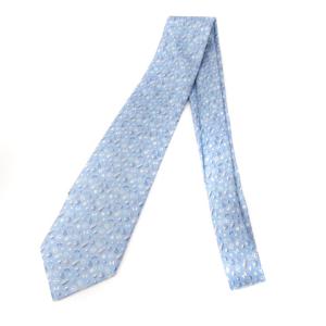 HERMES シェーヌダンクル Hロゴ総柄シルクネクタイ ライトブルー