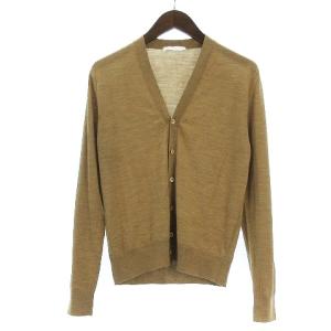 45ゲージ ウール ソリッド ニット カーディガン 長袖 Vネック 無地 MAN310 ベージュ 44