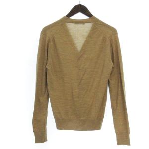 Cruciani 45ゲージ ウール ソリッド ニット カーディガン 長袖 Vネック 無地 MAN310 ベージュ 44