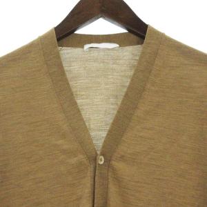 Cruciani 45ゲージ ウール ソリッド ニット カーディガン 長袖 Vネック 無地 MAN310 ベージュ 44