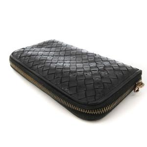 BOTTEGA VENETA イントレチャート 長財布 ラウンドファスナー パイソン 型押し レザー ブラック