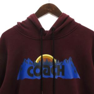 COACH 4342 パーカー 長袖 プルオーバー プリント ロゴ L ボルドー