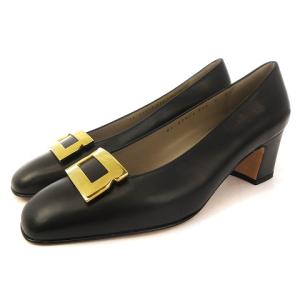 CABIRIA スクエアトゥレザーパンプス 7D ブラック