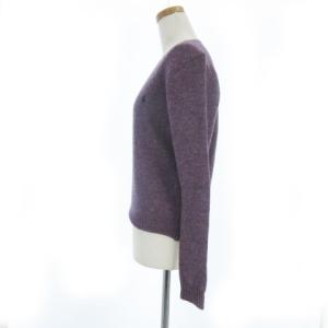 RALPH LAUREN ニット セーター 長袖 Vネック ロゴ ポニー 刺繍 ウール パープル M