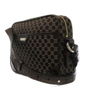 CELINE WC-ST-0048 ショルダーバッグ マカダム柄 ロゴ 型押し レザー キャンバス ブラウン
