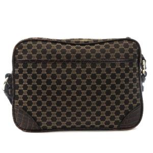 CELINE WC-ST-0048 ショルダーバッグ マカダム柄 ロゴ 型押し レザー キャンバス ブラウン