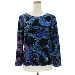 FASHION カットソー 花柄 LL 紺