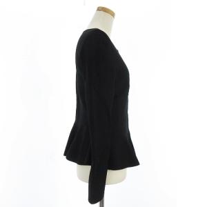 EPOCA 美品 ニット カーディガン フレア 長袖 無地 ノーカラー ブラック 40 ECR15