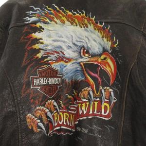 HARLEY DAVIDSON 40265 90s ヴィンテージ シングルライダースジャケット イーグル レザー L 茶