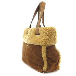 kate spade new york ハンドバッグ トート ムートン ボア レザー ロゴ 裏地総柄 PXRU0550 ブラウン