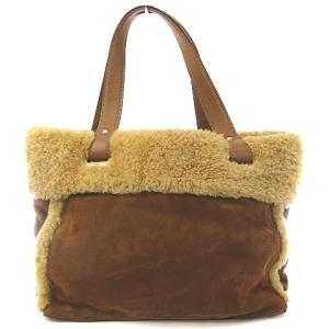 kate spade new york ハンドバッグ トート ムートン ボア レザー ロゴ 裏地総柄 PXRU0550 ブラウン