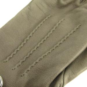 HERMES メドール 手袋 グローブ レザー シルバー 金具 グレー 小物