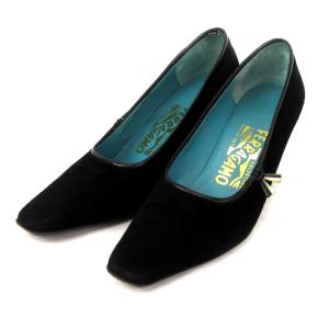 パンプス スクエアトゥ スエード レザー 5 1 ブラック