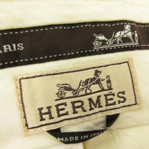 HERMES パンツ リネン100% ジッパーフライ 52 オフホワイト