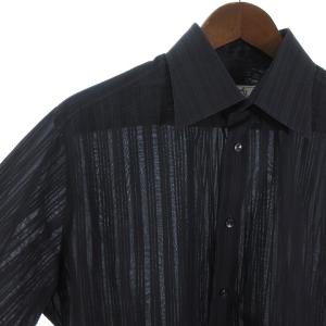 HERMES シャツ 長袖 薄手 ストライプ コットン ブラック