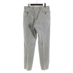 HERMES パンツ スラックス  コットン ジッパーフライ ストライプ ブルー 44 AA