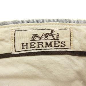 HERMES パンツ スラックス  コットン ジッパーフライ ストライプ ブルー 44 AA