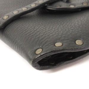 CELINE 2WAYミニショルダーバッグ スタッズ フラップ ロゴ レザー ブラック