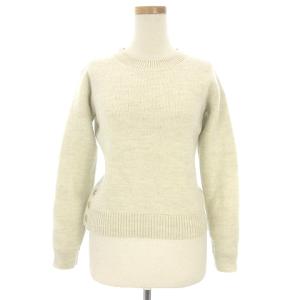 セーター 長袖 クルーネック ウール 無地 オフホワイト 2