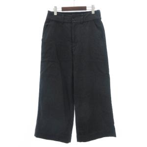 ワイドパンツ 無地 ウール コットン混 L ダークグレー