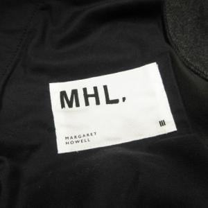 MHL. ワイドパンツ 無地 ウール コットン混 L ダークグレー