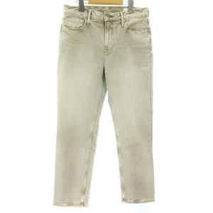 近年 13M336 ミッドライズ テーパードデニムパンツ アンクル丈 ダメージ加工 ライトグレー