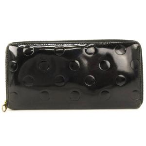 COMME des GARCONS 長財布 ウォレット ラウンドファスナー ポルカドット パテント レザー ブラック SM