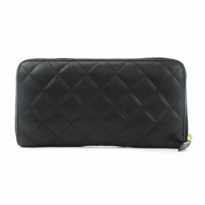 CHANEL マトラッセ ココマーク 長財布 ラウンドジップ キャビアスキン ブラック