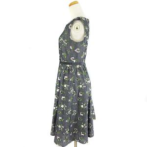 TOCCA 19SS ワンピース ひざ丈 ノースリーブ フラワー 刺繍 花柄 グレー系 2