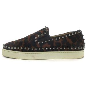 Christian Louboutin スニーカー スリッポン ハラコ スタッズ PIK BOAT WOMAN FLAT PONY DARK LEG/GG 3170801