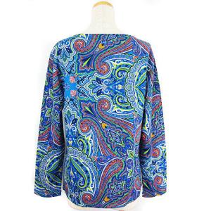 ETRO カットソー Tシャツ 長袖 総柄 ペイズリー 天竺 青 ブルー 38 IBO17