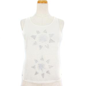 99S ヴィンテージ ノースリーブ ニット カットソー ラメ ココマーク ホワイト系 38 ECR10